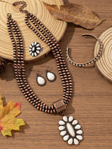 TOPACC Western Jewelry Set for Women Cowgirl Turquoise Necklace with Earrings Cuff Bracelet Boho Ring Navajo Pearl Choker