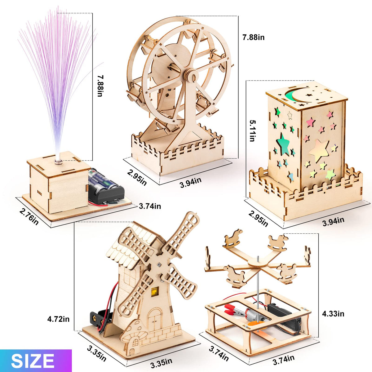 5 Individual STEM Science Kits for Kids, Wood Arts and Craft Kits 8-12