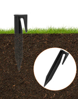 QWORK Plastic Boundary Wire Stakes, 200 Pcs, 3.35in, Black, Bayonet Tip, Garden Edging, Lawn Nails, Wire Pegs, Landscape Anchoring Spikes, Pet Fence, Mower Compatible