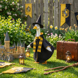 Tmovjxv 4 Pcs Halloween Wizard Porch Goose Outfit, Lawn Porch Goose Clothes Wizard Costume for 23'' Statue, Witch Garden Geese Outfit with Hat Scarf Glasses for Patio Yard Christmas Decor (Yellow)