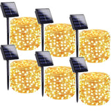 Solar String Lights Outdoor, 6 Pack Each 100 LED Solar Fairy Lights for Outside Waterproof Copper Wire with 8 Modes Solar Twinkle Lights for Garden Yard Tree Wedding Christmas Decor (Warm White)