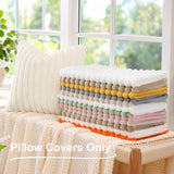 decorUhome Faux Fur Christmas Throw Pillow Covers 22x22 Set of 2, Decorative Soft Plush Striped Neutral Couch Euro Pillow Covers with Velvet Back for Sofa, Bed, Living Room Home Decor, Cream White