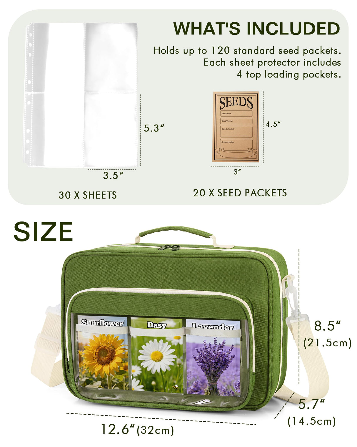 Trahzia Seed Storage Organizer Binder with 20 Reusable Seed Envelopes