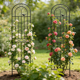 Macteyia 2 Pack 86.7" H x 19.7" W Metal Garden Trellis with Black Coating, Wire Lattice Grid Panel for Climbing Plants Outdoor Roses Vine Cucumbers Vegetables Flower Support (86.7" H, 2 Pack)