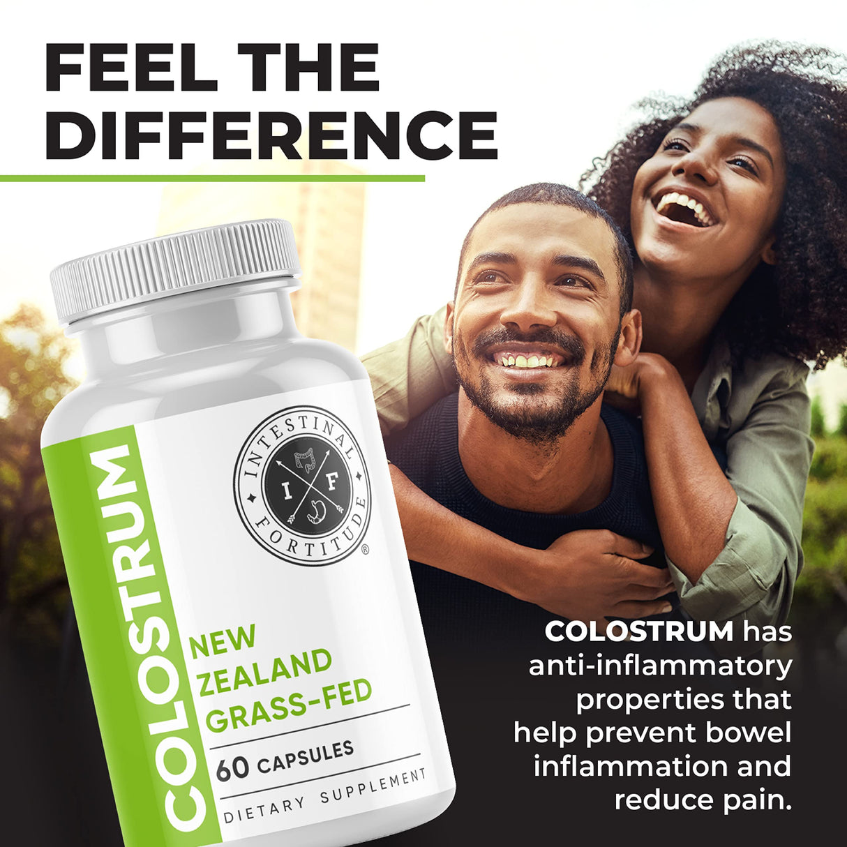 Intestinal Fortitude 100% Grass Fed New Zealand Cows Colostrum Capsules, Grassfed, Hormone Free, GMO Free, Optimal Gut Health and Immune System Support, Leaky Gut, IBD, 500 mg Capsules, 60 CT