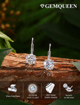 GEMQUEEN Moissanite Leverback Earrings 925 Sterling Silver 2CT