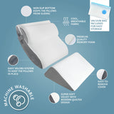 Kölbs Bed Wedge Pillow Chic Jacquard Cover Wedge Pillow for Sleeping and Acid Reflux, Heartburn (4 Piece Wedge Set)