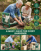 Saker 2026 Upgraded Garden Kneeler and Seat - Gardening Bench Gardening Stool with 500LB Heavy Duty Round-Tube Frame, Soft Kneeling Pad Foldable Support for Elderly, Gardening (Luxury Version)