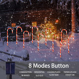 Bstge Christmas Decorations Outdoor, 10 Pcs Candy Cane Lights, 21'' Solar Pathway Lights with 8 Lighting Modes, Waterproof Garden Lights for Christmas Patio Yard Walkway Decorations