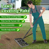 Lawn Leveling Rake 17"x10",Lawn Leveling Tool with 68" Long Adjustable Stainless Steel Handle for Leveling Soil,Grass,Sand or Dirt,Heavy Duty Lawn Leveler for Backyard,Garden,Golf Course,Farm,Pasture