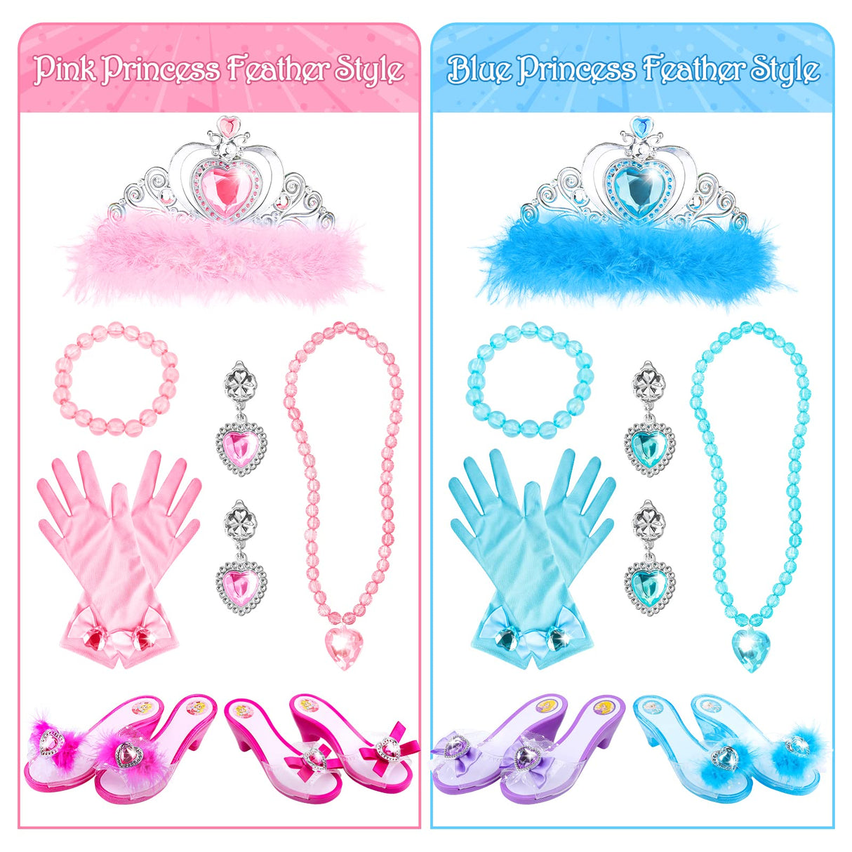 DISHIO Girls Princess Dress Up Shoes and Jewelry Boutique