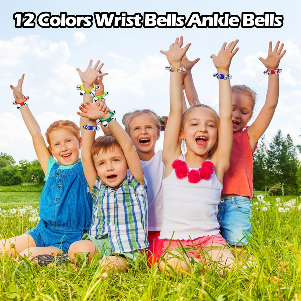 ailixinda 24 Pcs Wrist Band Jingle Bells,12 Colors Band Wrist Bells Ankle Bells,Adjustable Musical Hand Bells Jingle Bell Bracelets for Kids,Rhythm Instrument Percussion Christmas Party Favors