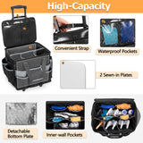 HODRANT Large Rolling Cleaning Caddy with Detachable Trolley & Lid, Cleaning Cart on Wheels with Shoulder Strap & Handles, Cleaning Supplies Organizer with Multi Pockets for Cleaning Tools Storage