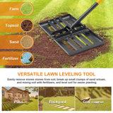 Lawn Leveling Rake, 60 inch 27"x10" Levelawn Tool, Heavy Duty Effort Saving Lawn Level Tool, Stainless Steel Handle Lawn Leveler for Yard Garden Golf Course, Ease Level Soil Sand Dirt Surfaces