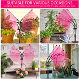 SYEIORAOM Grow Lights for Indoor Plants, Four Head LED Grow Light with Full Spectrum, Red White Spectrum for Indoor Plant Lamp, Adjustable Gooseneck, Suitable for Vegetation