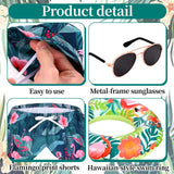 GANSHAYA Summer Goose Outfits Porch Goose Hawaiian Outfit 23 Inch Tropical Goose Clothes with Swim Trunks Sun Hat Sunglasses Swim Ring for Geese Statue Spring Summer Decor (Flamingo)
