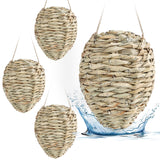 4 Pack Fake Wasp Nest Decoy, Woven Reed Wasp Hornet Decoys, Waterproof Faux Hornets Nest, Outdoor Hanging Decoration for Patio, Garden, Eaves