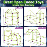 V-Opitos 140 Pack Glow in The Dart Fort Building Kits for Kids Age 4, 5, 6, 7, 8+ Years Old, STEM Building Toys for DIY Castles, Tunnels, Ideal Christmas, Birthday Gifts for Boys & Girls