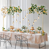 Almirantra Over The Table Rod Stand with Clamps, Adjustable 29"-44" Tall 46"-98" Length, Table Arch Stand for Wedding Birthday Party Anniversary Halloween Christmas Decoration Supplies(Gold)