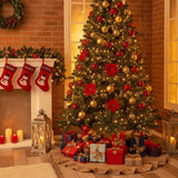 Tatuo 31 Inch Christmas Tree Skirt Decor, Ruffled Burlap Tree Skirt, Linen