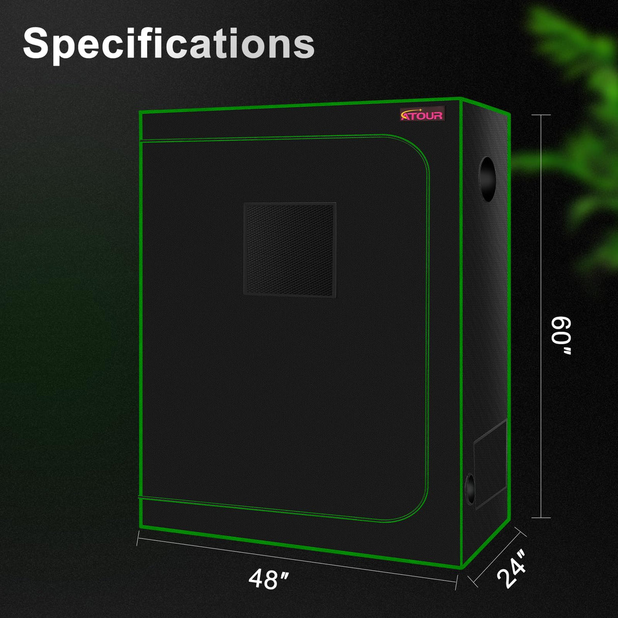 ATOUR 48”x24”x60” Grow Tent, Reflective 600D Mylar,Hydroponic Grow Tent with Observation Window and Floor Tray for Indoor Plant Growing 4’x2’