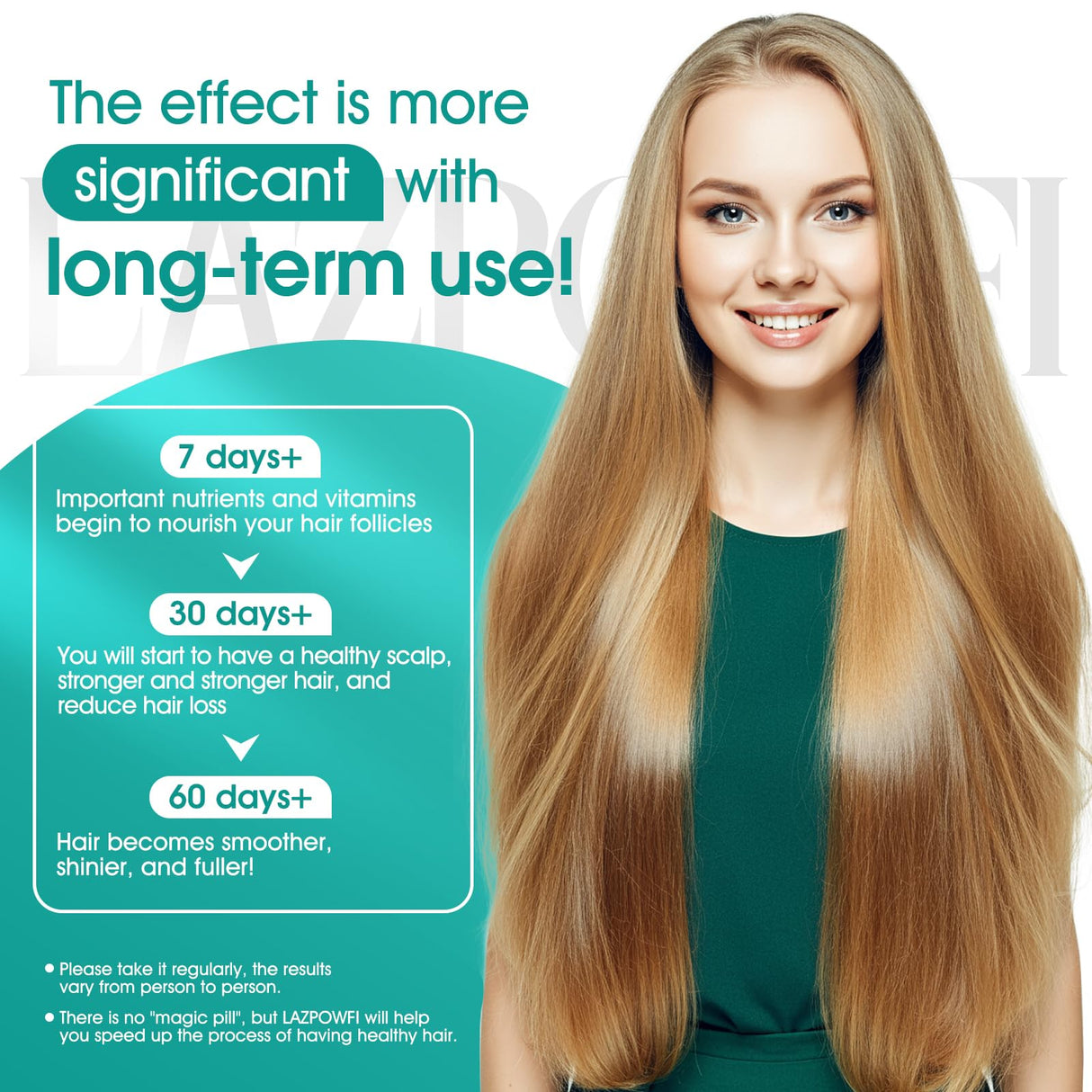 Lazpowfi Hair Growth Products, Biotin 10000mcg, 30-in-1 with Vitamin A, B3, C, D, E, Calcium, Hair Growth Supplement, Supports Hair & Nails Natural Growth Vitamins, for Women & Men - 30 Servings