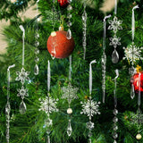 Christmas Tree Decoration Crystal Ornaments - 32pcs Acrylic Christmas Ornaments Snowflake Icicle Drop Crystal Hanging Ornaments for Xmas Tree Winter Holiday Frozen Party Decorations