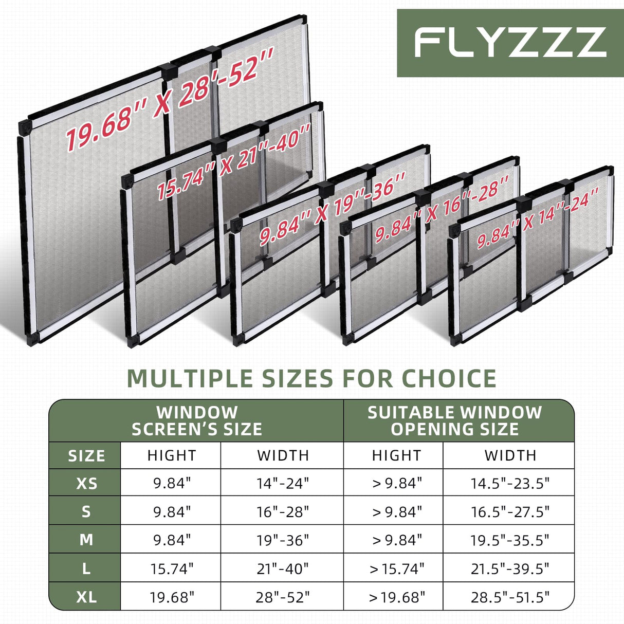 FLYZZZ Adjustable Sliding Window Screen Horizontal (15.74 ''H x 21-40''W) 2 Packs Expandable Window Screen Replacement for Home Medium