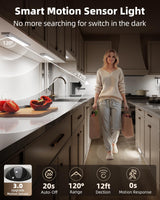 EZVALO 3-Pack Under Cabinet Lighting, 2400mAh Rechargeable Motion Sensor Light, 10inch Magnetic Closet Lights with Dimmable & 3 Color Temps, Wireless Motion Activated Lights with Remote for Kitchen