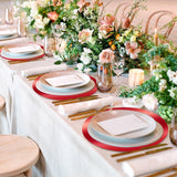 KesaPlan 100 PCS Round Red Placemats, 13" Disposable Paper Placemats for Dining Table, Mirrored Red Charger Place Mat for Christmas Thanksgiving Kitchen Banquet Table Setting Wedding Dinner Party