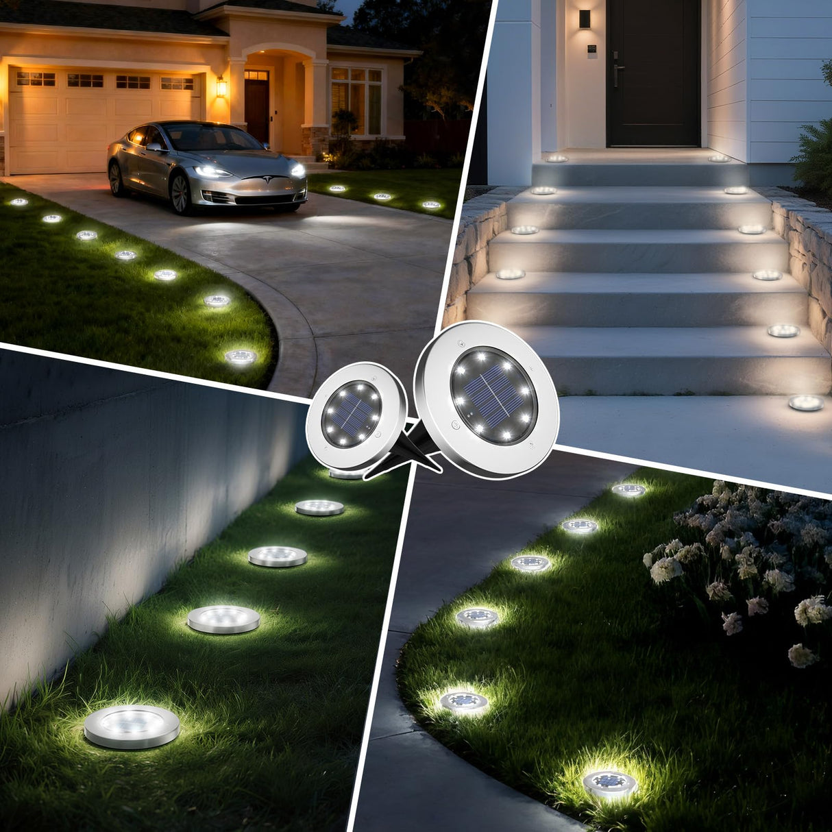 INCX 4.6 inch Solar Lights Outdoor Waterproof,12 Pack Solar Lights for Outside, Solar Garden Lights Landscape Lighting for Patio Pathway Lawn Yard Deck Driveway Walkway, Cold White
