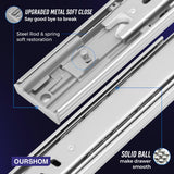 Ourshom 14 Inch Soft Close Drawer Slides 2 Pairs (4pcs) Side Mount Rails- Heavy Duty Full Extension Ball Bearing – Drawer Slide Glides for Cabinet Kitchen, Dresser Runners - Draw Slides Sliders 100LB