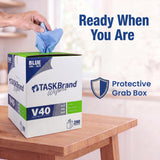 TaskBrand N-V040CGB Blue V40 Value Series Center Pull Wiper Sheets, All-Purpose Disposable Cleaning Towels, 10 x 11.5 Inches, Roll of 200