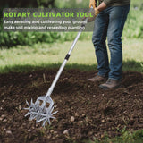 KLDOLLAR Rotary Cultivator, Hand Tiller Garden Tool with Sturdy Metal Tines