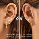 adoyi Gold Hoop Earrings Set for Women Hypoallergenic Surgical Steel Earrings for Women Sensitive Ears, 14K Gold Plated Flat Back Studs Stainless Steel Mini Hoops Earring Lightweight Jewelry