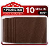 Felt Furniture Pads X-PROTECTOR - 10 Pack Premium 8”x6” Heavy Duty 1/5” Felt Sheets! Cut Furniture Felt Pads for Furniture Feet You Need – Best Furniture Pads for Hardwood Floors! Brown