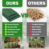 Tegarbed Garden Stakes 40 Pack, 16 Inch Plastic Coated Metal Tomato Stakes, DIY 4ft 5ft 6ft 7ft Plant Support Stakes with 28 Connectors 28 Rotatable Clips 28 Plant Clips for Indoor Outdoor Vegetables