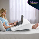 Bed Wedge Pillow | Unique Curved Design for Multi Position Use | Memory Foam Wedge Pillow for Sleeping | Works for Back Support, Leg, Knee | Includes Cover Plus Extra Sheet (White)
