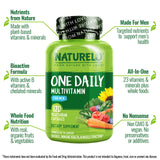 NATURELO Mens Multivitamins - One Daily Multivitamin for Men with Vitamins, Minerals & Organic Whole Foods, Boost Energy & Health, Non-GMO, 120 Vegetarian Capsules