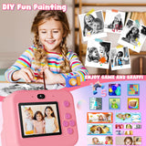 Kids Camera Instant Print - 1080P HD Video Digital Camera for Toddler with Printing Photo Paper, Portable Toy for 4 5 6 7 8 9 10 Years Old, Christmas Birthday Gifts for Boys Girls (Pink)