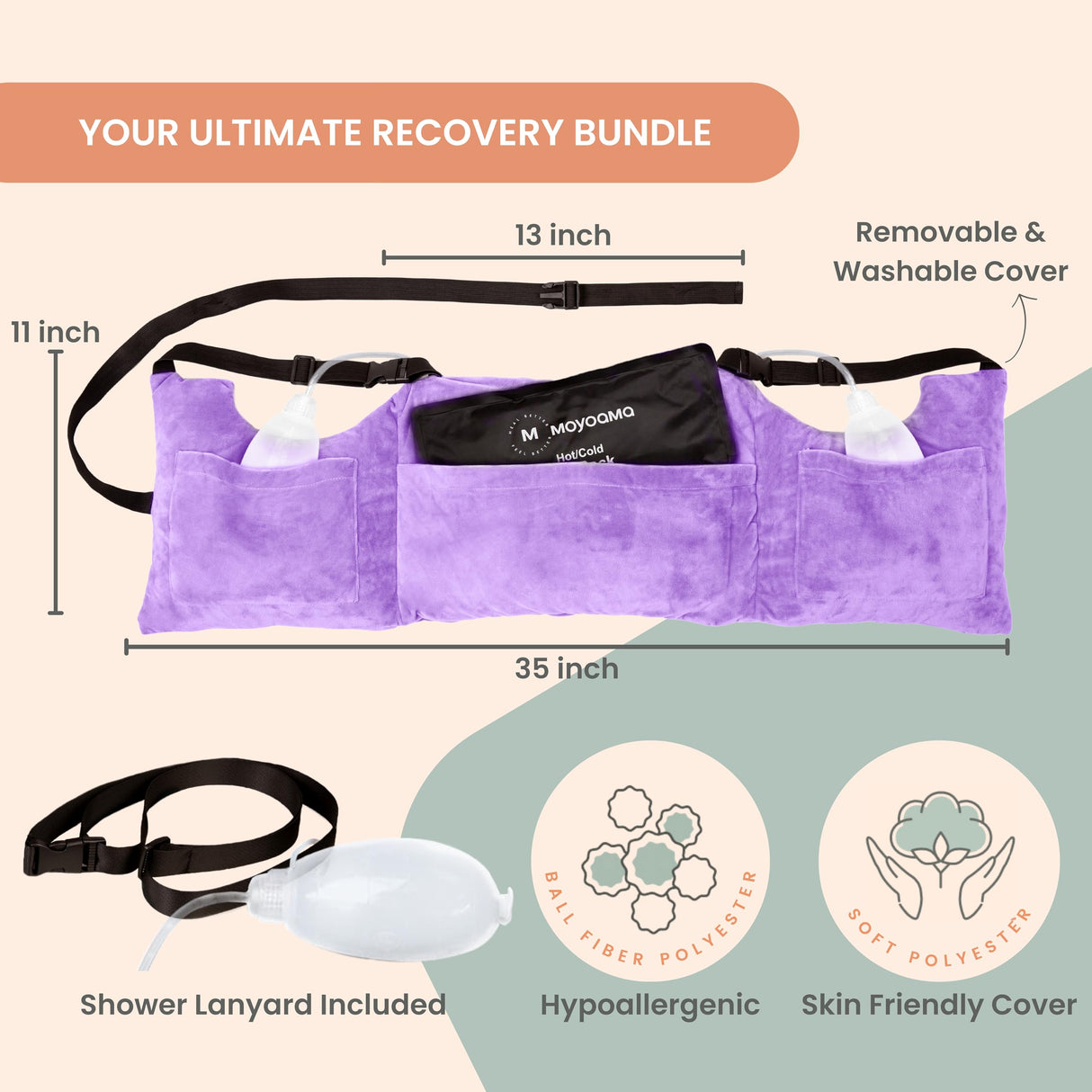 MOYOAMA Post Mastectomy Pillow - Mastectomy Pillows Post Op, Breast Pillow for Breast Surgery Recovery Supplies and Lumpectomy Recovery Supplies, After Mastectomy Must Haves, Breast Reduction Pillow