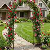 Skypatio Outdoor Flower Garden Arch Trellis 7.8Ft High x 4.6Ft Wide, Metal Garden Pergola Arbor for Climbing Plants, Black