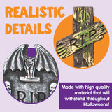 JOYIN 17” Halloween Foam RIP Graveyard Tombstones (5 Pack), Halloween Tombstones Outdoor Decorations for Graves Decorations with 12 Metal Stakes for Cemetery Yard Lawn Party Decor