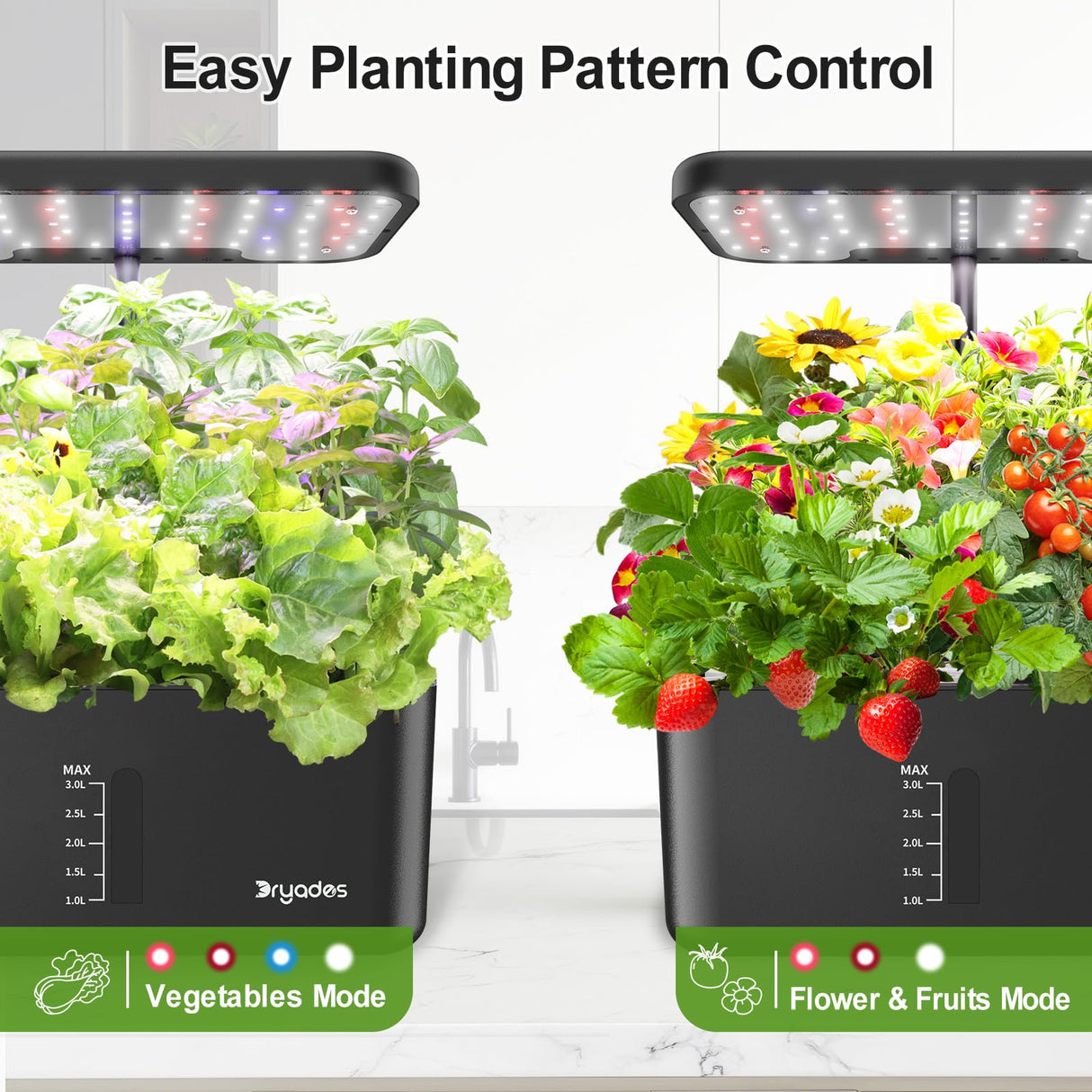 Dryades Indoor Garden 10 Pods Hydroponics Growing System w/LED Grow Light