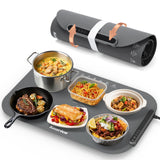 Kourice Food Warming Mat, Fast Heating Silicone Electric Warming Tray, 3 Temperature Settings, Auto Shut-Off Raised Feet Protects Table, Roll Up Food Warmer for Gatherings,Parties, Everyday Use