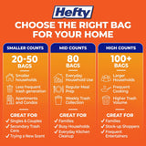 Hefty Ultra Strong 13 Gal Kitchen Trash Bags, White, Unscented, 80ct