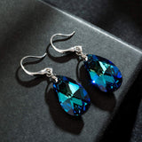 EVEVIC Austrian Crystal Teardrop Drop Earrings for Women, French Hook