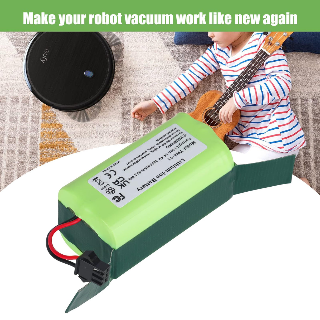 KUNLUN Battery Replacement for Eufy RoboVac 11 11C 11S 12 15C, 15C MAX, 25C 30 30C G10 Hybrid, G20 G30 G32 pro, G40 Hybrid & for Ecovacs Deebot N79 N79S DN622 Robot Vacuum Batteries 14.4V