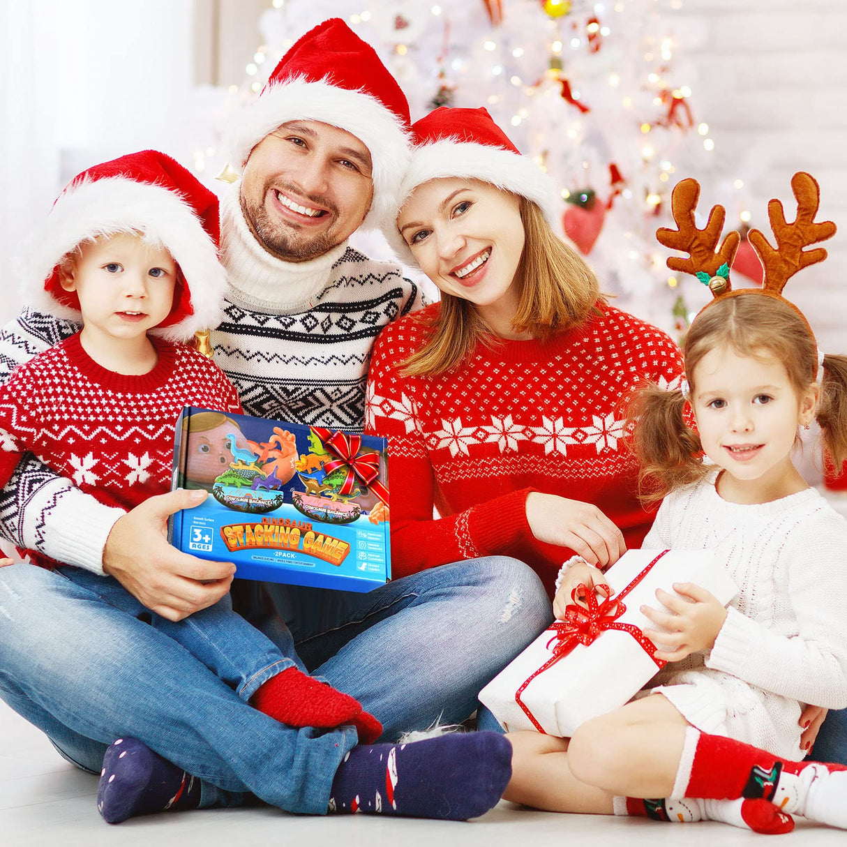 IPOURUP Dinosaur Toys for Kids 3-5: Wooden Stacking Montessori Toys for 3 4 5 6 7 Year Old Balance Competition Game for Family Ideal Christmas Birthday Gifts for Kids Ages 3-7 (Double Version)