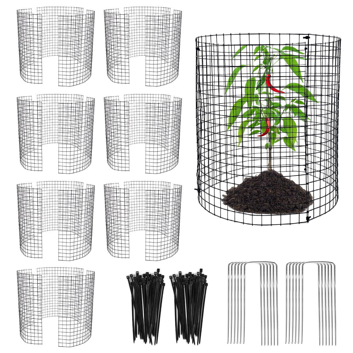 24 PCS Round Plant Protector from Animals, 8 Pack 12'' x 12'' Metal Plant Cages，24Pcs Metal Mesh to Keep Animals Out, Garden Protection Bunny Barricades, Wire Plant Protectors for Rabbits Chicken Duck
